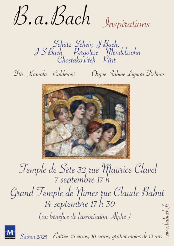 Concert dimanche 7 septembre à 17h au temple de Sète, rue Maurice Clavel, de l'ensemble B-A-Bach.