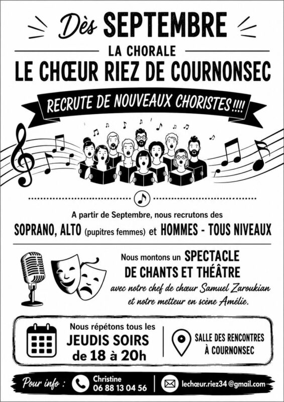 Nous recrutons des choristes dès SEPTEMBRE ! Tous pupitres